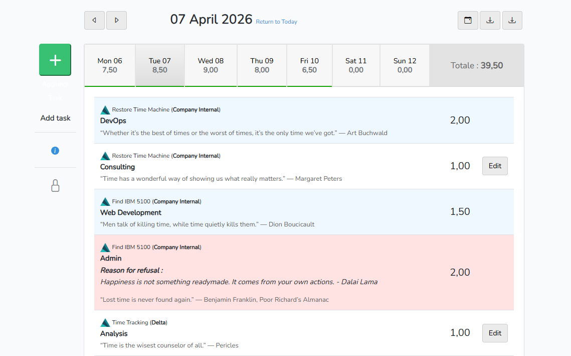 Delta Timetracking screenshot – image 1