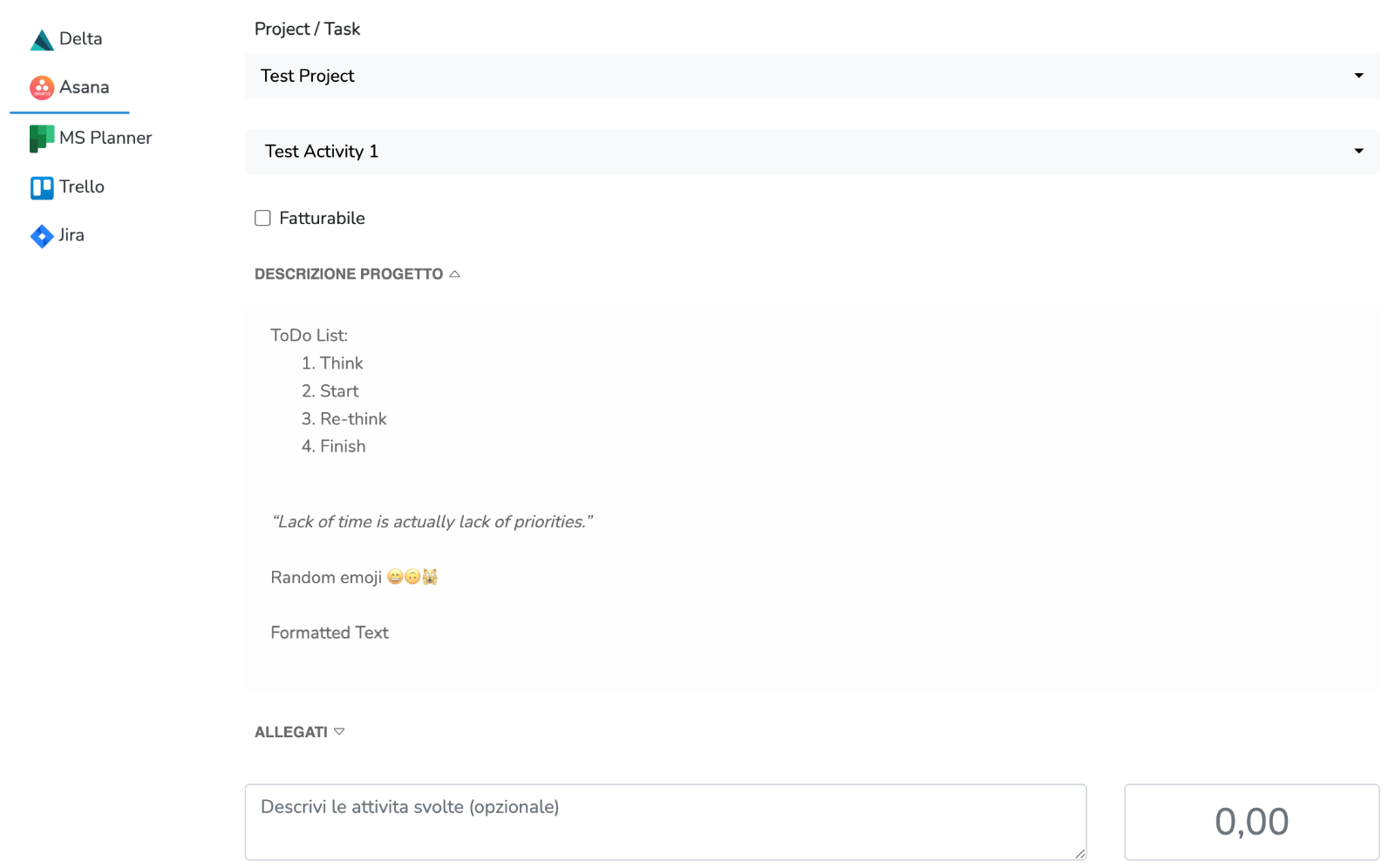 Delta Timetracking screenshot