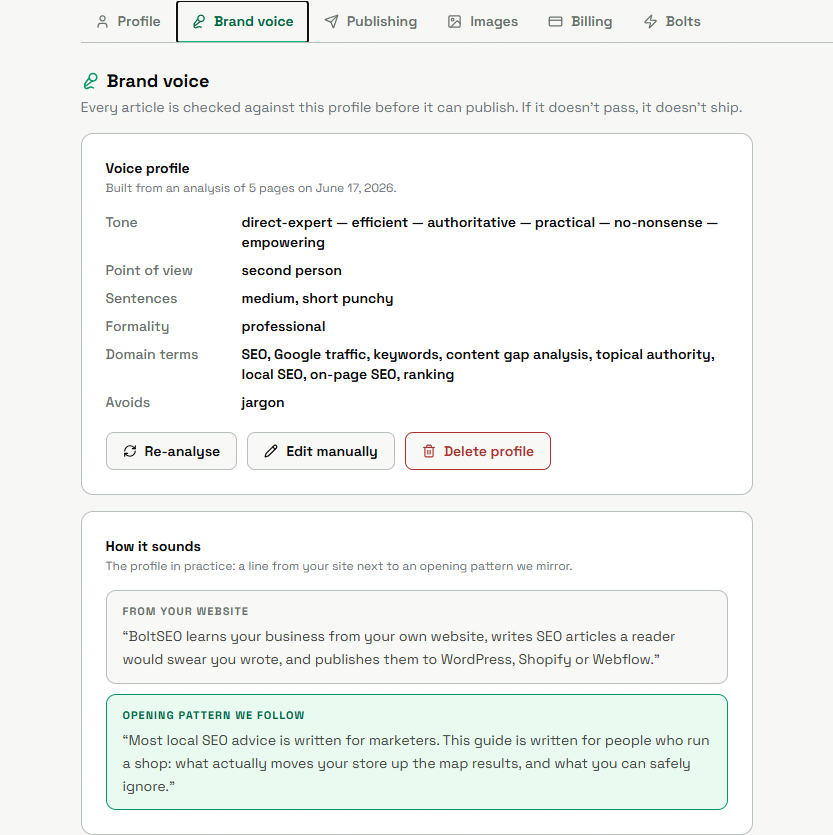 BoltSEO screenshot