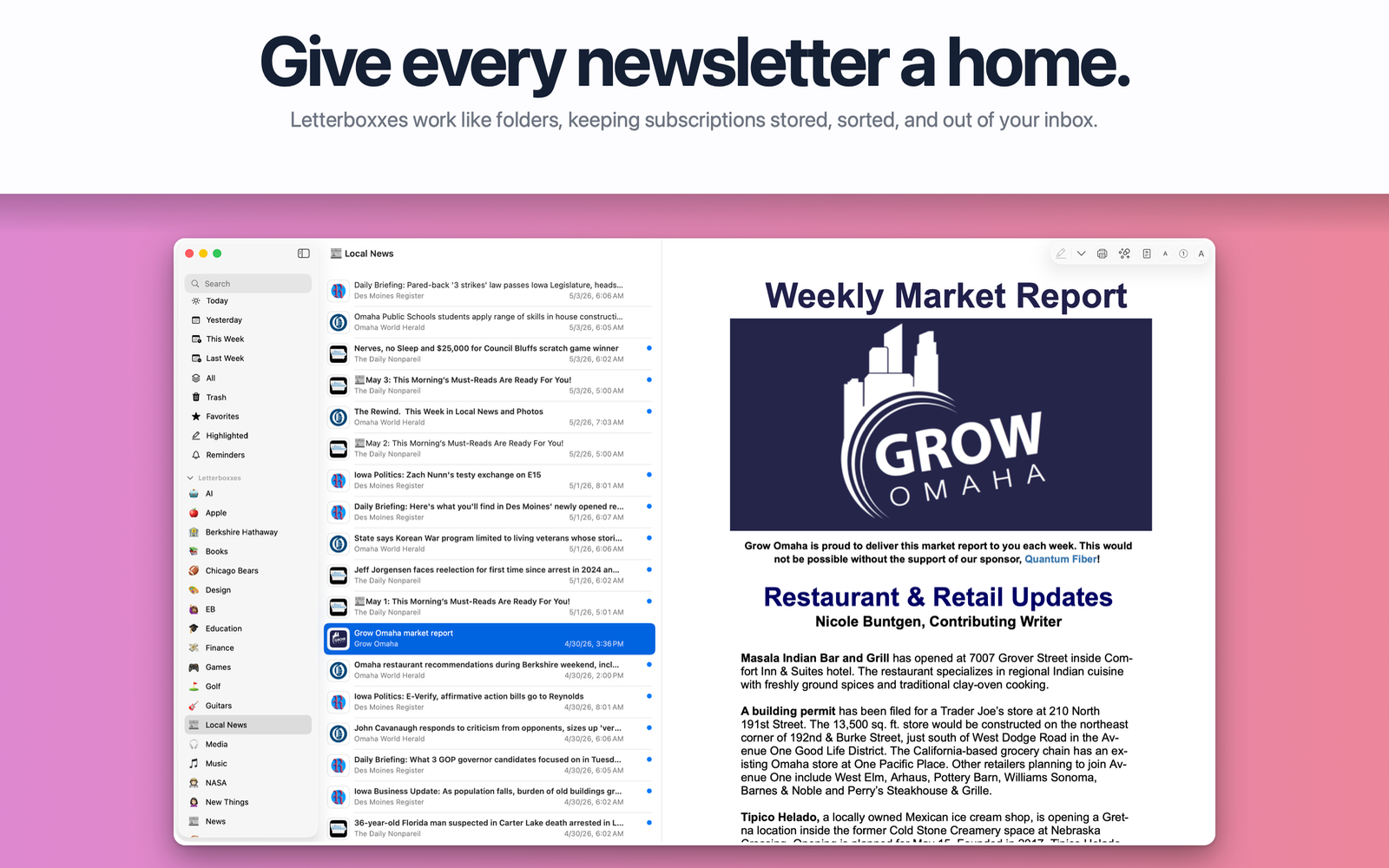 Letterboxx: Newsletter Reader screenshot