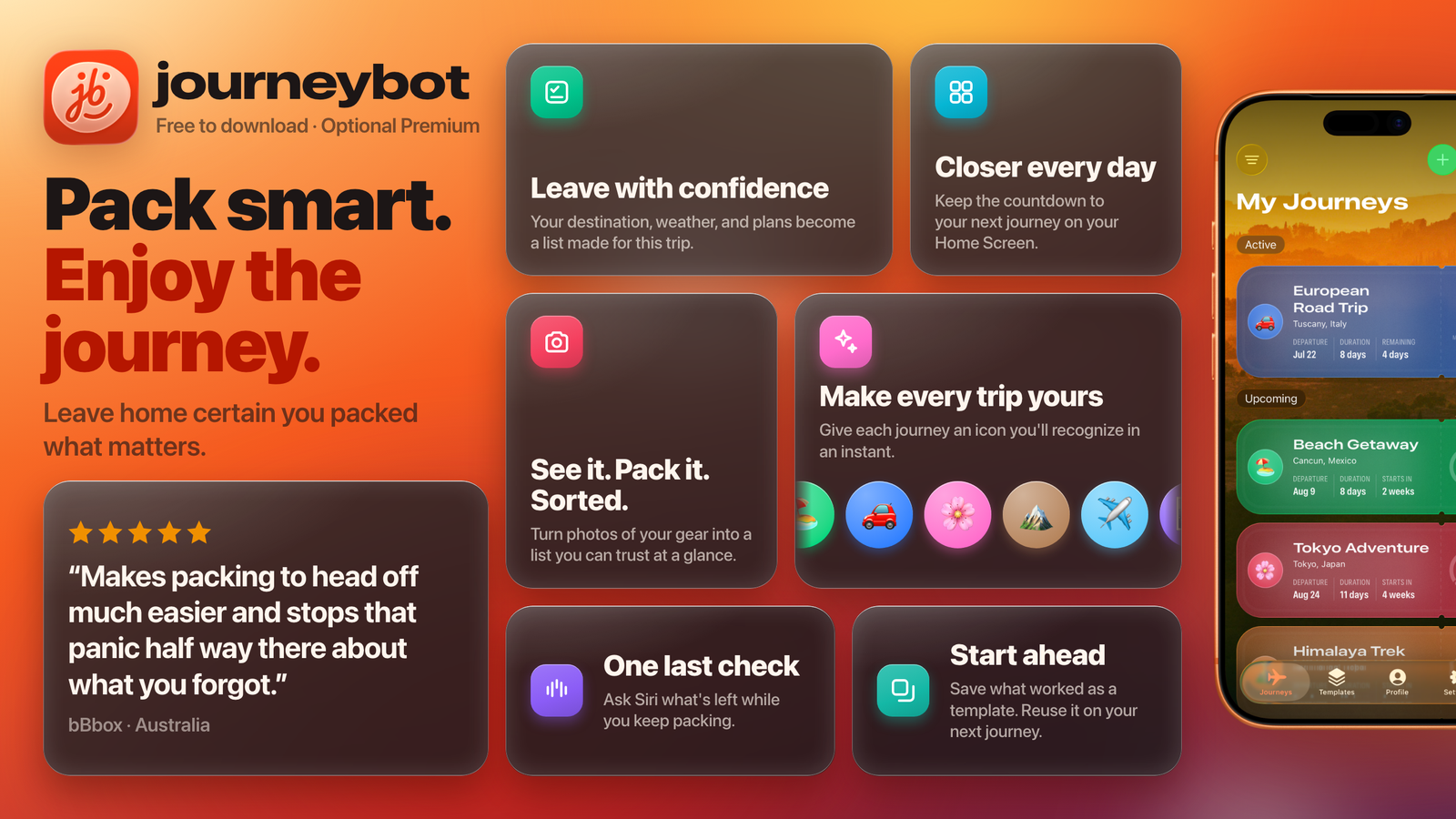 journeybot: Smart AI Packing List App screenshot – image 1