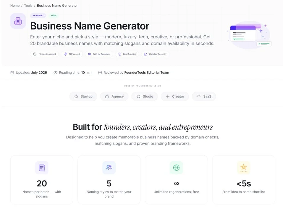 FounderTools AI screenshot