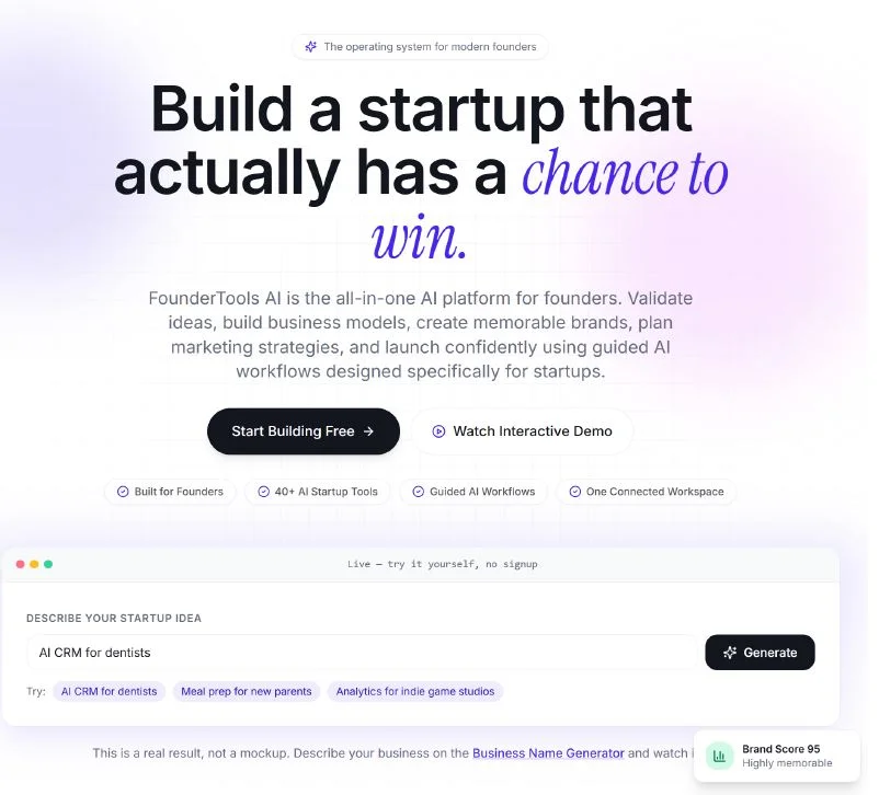 FounderTools AI screenshot